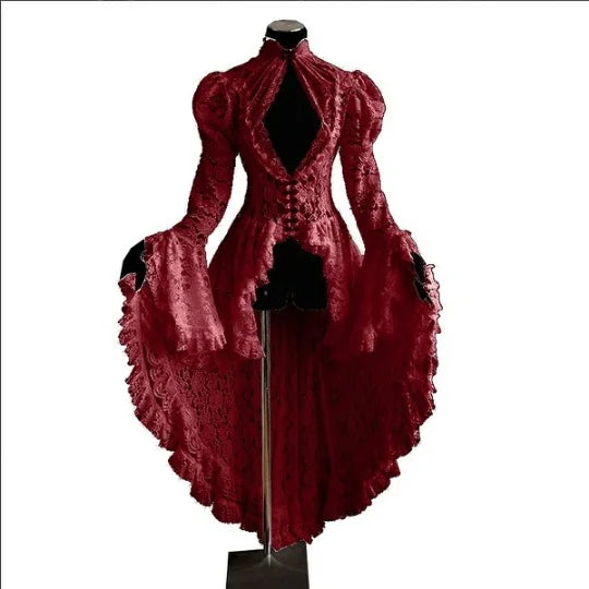Victorian Vampire Dracula Costumes Gothic Lace Dress Cloak Fancy Dress