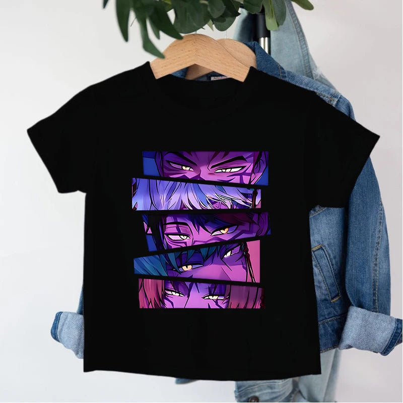KPop Demon Hunters Saja Boys T-shirt Huntrix Tshirt Kids Summer Clothing Rumi