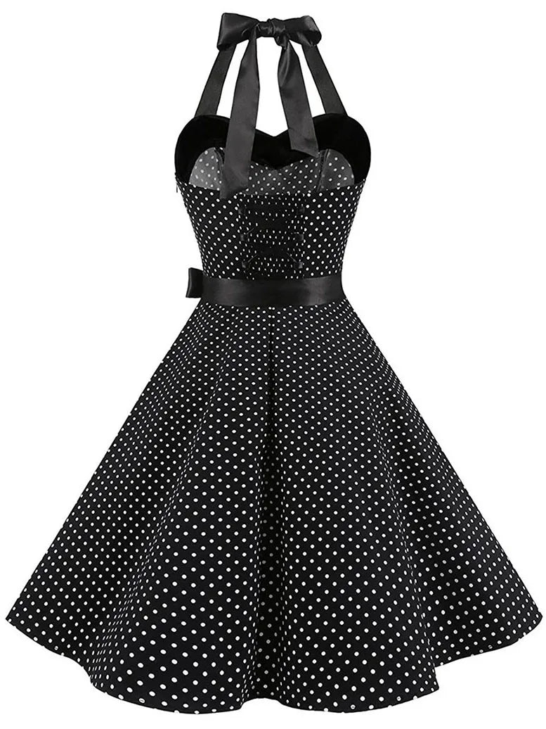 Vintage 1950s Polka Dot Summer Dress White Vintage Dress Pin Up Rockabilly Swing Dress