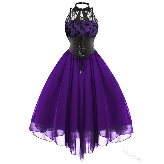 Purple Gothic Vintage 1950's Swing Ballerina Prom Dress