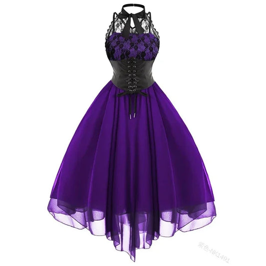 Purple Gothic Vintage 1950's Swing Ballerina Prom Dress