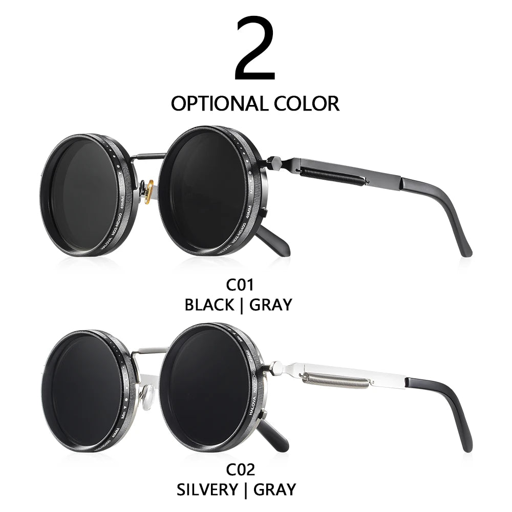 CRIXALIS Polarized Round Sunglasses ND9 Adjustable Dimming Men Women Retro Steampunk Fishing Eyeglasses Outdoor Shades UV400