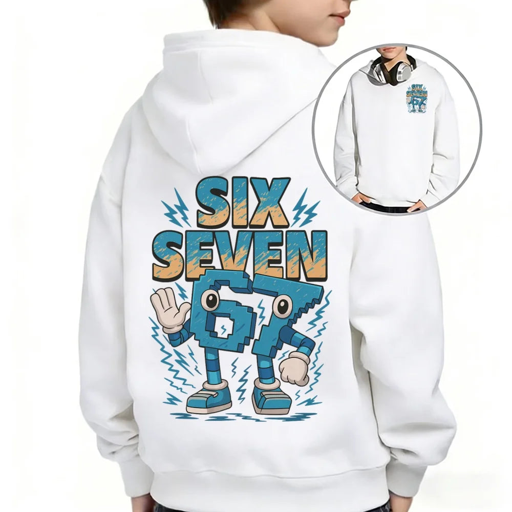 Steal a Brainrot Six Seven children's hoodie 67 trend Hooded Top Sweatshirt 6 7