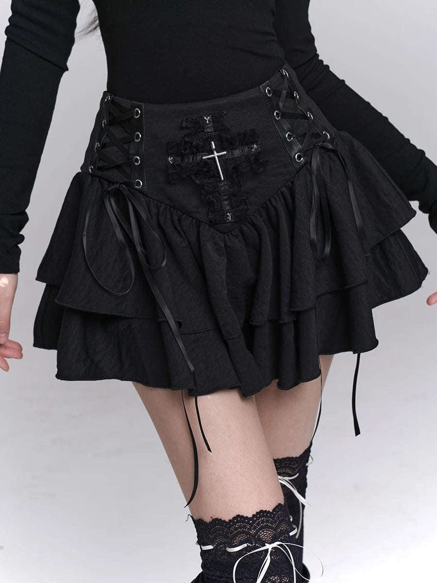 Sexy Black Gothic Mini Rara Skirt