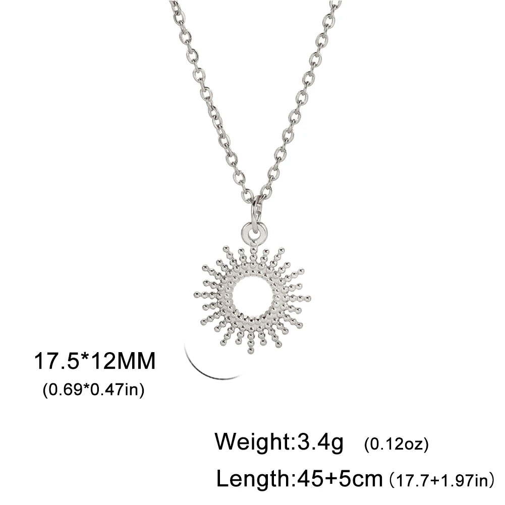 Sun Moon Pendant Chain Necklace Stainless Steel Bohemian Choker Necklace Pagan