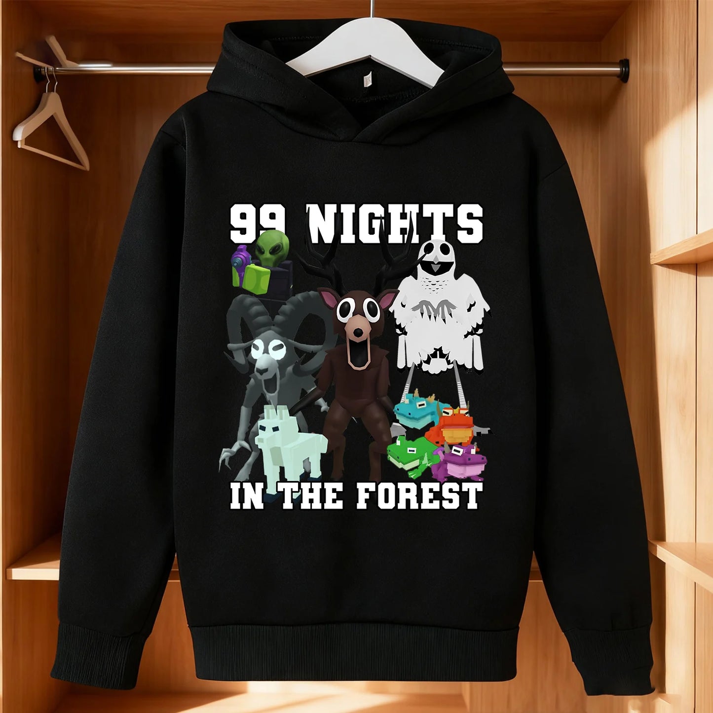 99 Nights in The Forest Fleece Hoodie Roblox Gamer Hooded Sweatshirt Clothes Gaming