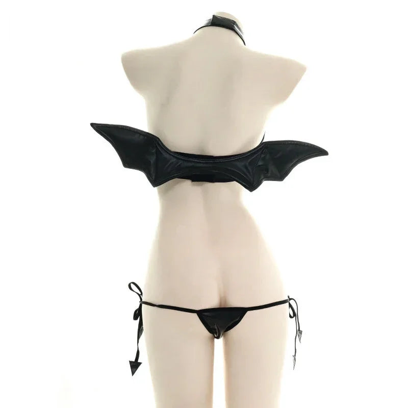 Sexy Devil Bat Cosplay Lingerie Underwear Halloween Fancy Dress Costume PVC