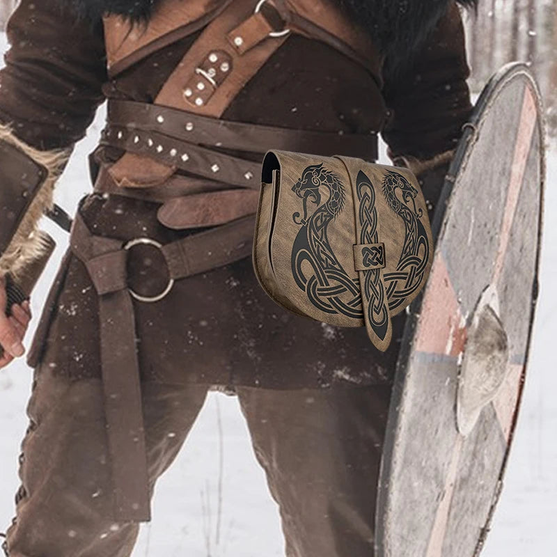 Unisex Steampunk Medieval Viking Punk Style Fanny Pack Belt Bag Saddle Bag Cosplay Prop