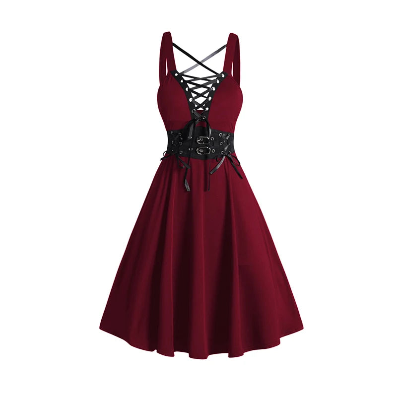 Sexy Purple Vintage Gothic Swing Dress 1950's