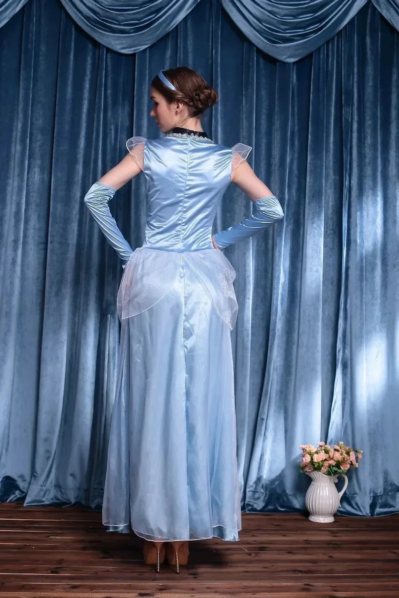 Beautiful Blue Fairy Tale Princess Gown Cinderella Fancy Dress Ballgown Costume