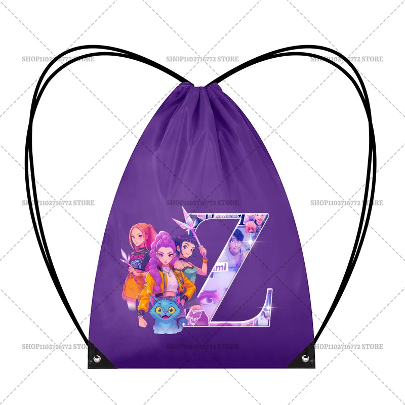 KPop Demon Hunters Merch Personalised Initial Backpack Book Sports PE Kit Swim Bag School Rumi Mira Zoey Huntrix Gift