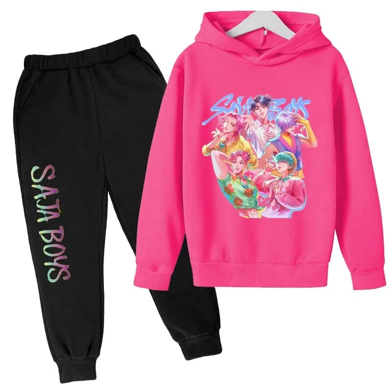 SAJA BOYS Children's Clothing KPop Demon Hunters Tracksuit Joggers Top Jumper K-Pop Merch