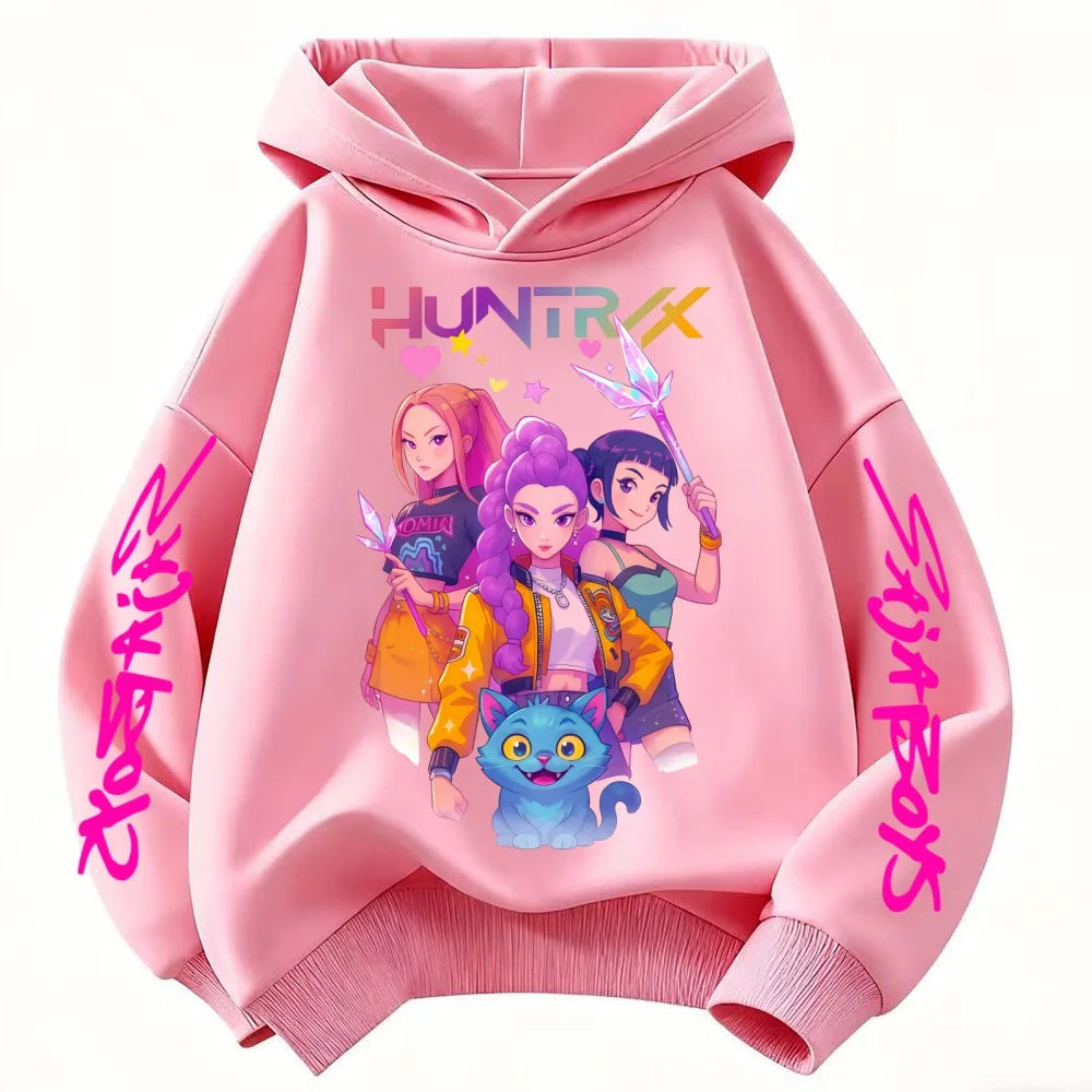 KPOP Demon Hunters Rumi Mira Zoey Hoodie Jumper Hooded Sweatshirt Clothes Huntrix