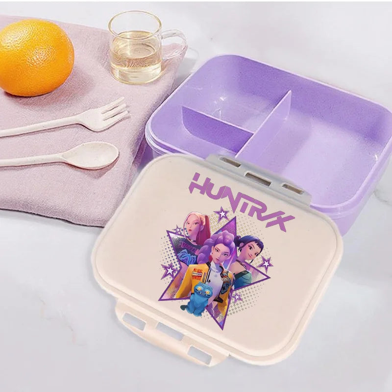 Kpop Demon Hunters Lunch Box Huntrix Food Containers Kids School Picnic Lunchbox Merch Gifts