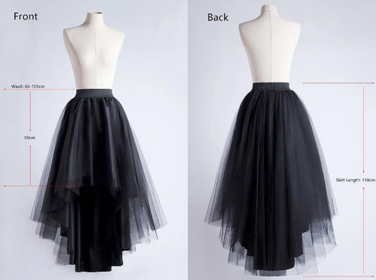Long Black Gothic Skirt Net Tulle Tutu Overskirt