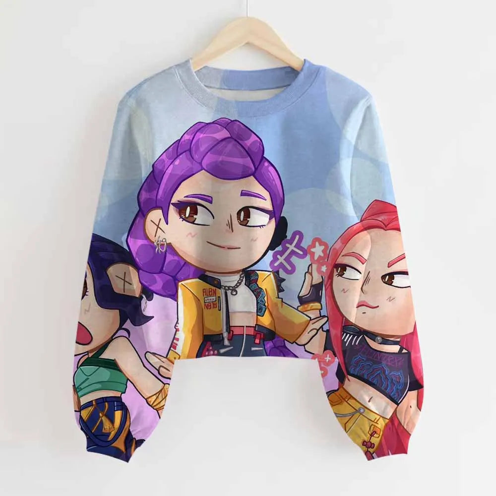 KPop Demon Hunters Huntrix Long Sleeved Top Jumper Sweater Clothes Merch Gifts Rumi Mira Zoey