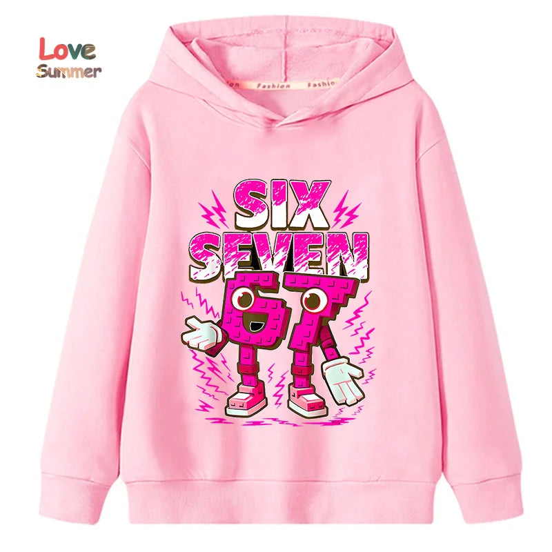 67 Six Seven Italian Brainrot Hoodie Funny Meme Pullover Girls Boys Fleece Sweatshirt