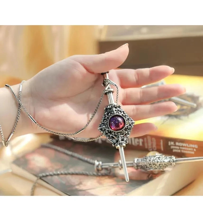 Magic Witch Necklace Vintage Blood Pack Removable Witch Wand Pendant Cosplay Jewellery