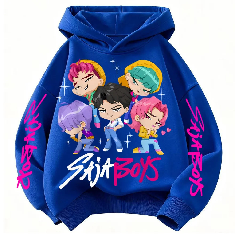 KPop Demon Hunters Saja Boys Hoodie Unisex Boys Girls K-pop Clothes Hooded Sweatshirt