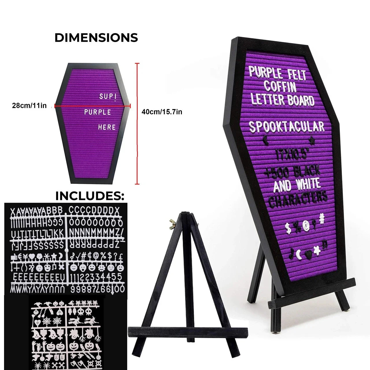 Coffin Letter Board Black Noticeboard Gothic Halloween Home Decor