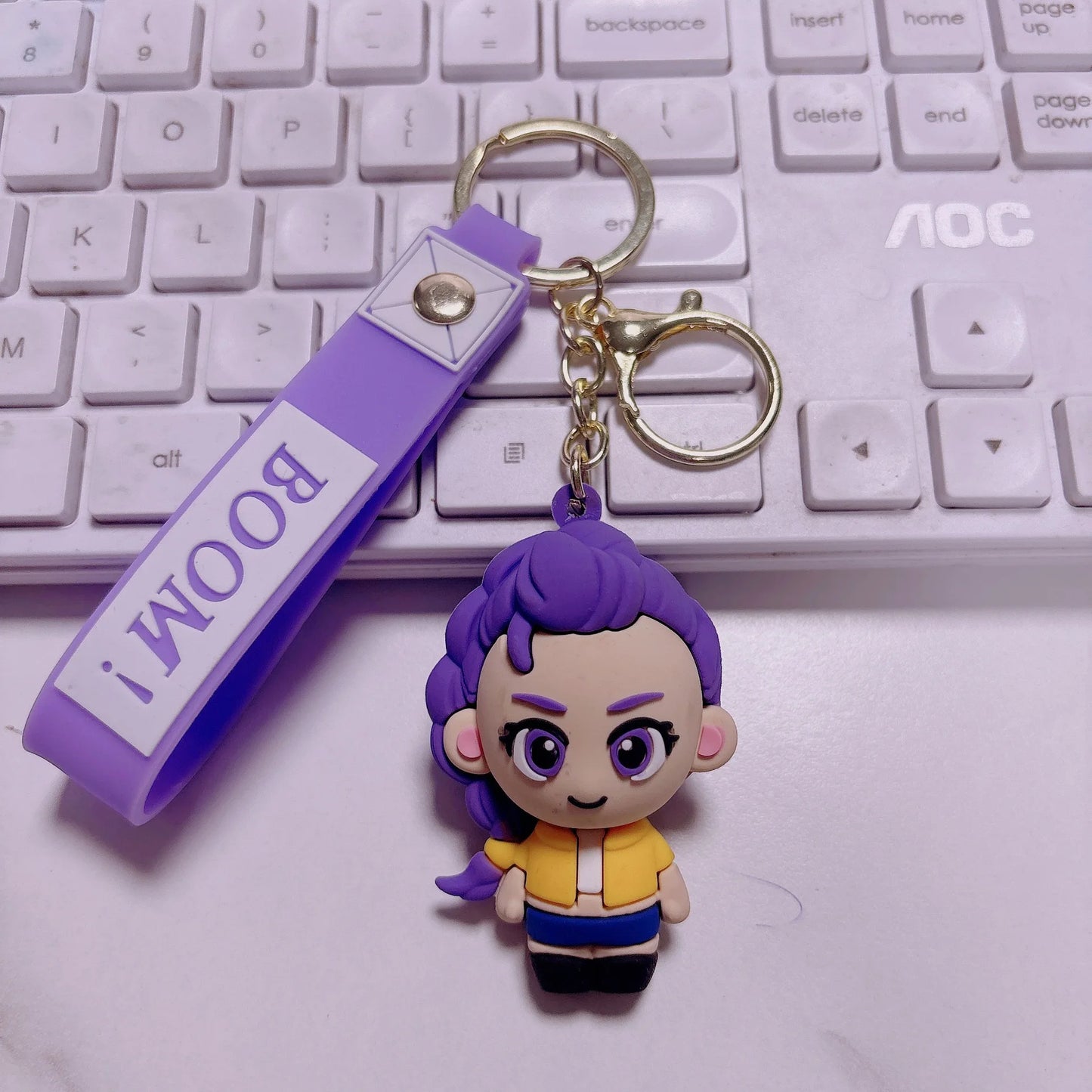 KPop Demon Hunters Keychain Merch Schoolbag Rumi Mira Zoey Cute Keyring Huntrix Derpy Tiger K-pop Pendant Gift Decoration