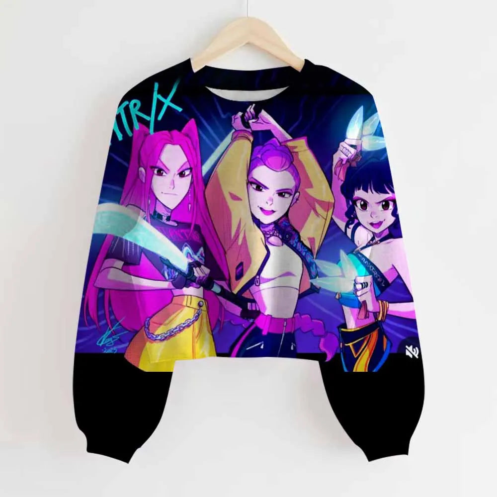 KPop Demon Hunters Huntrix Long Sleeved Top Jumper Sweater Clothes Merch Gifts Rumi Mira Zoey