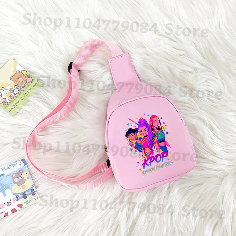 Kpop Demon Hunters Kawaii Chest Pack Rumi Huntrix Backpack Kids Shoulder Bag Pouch