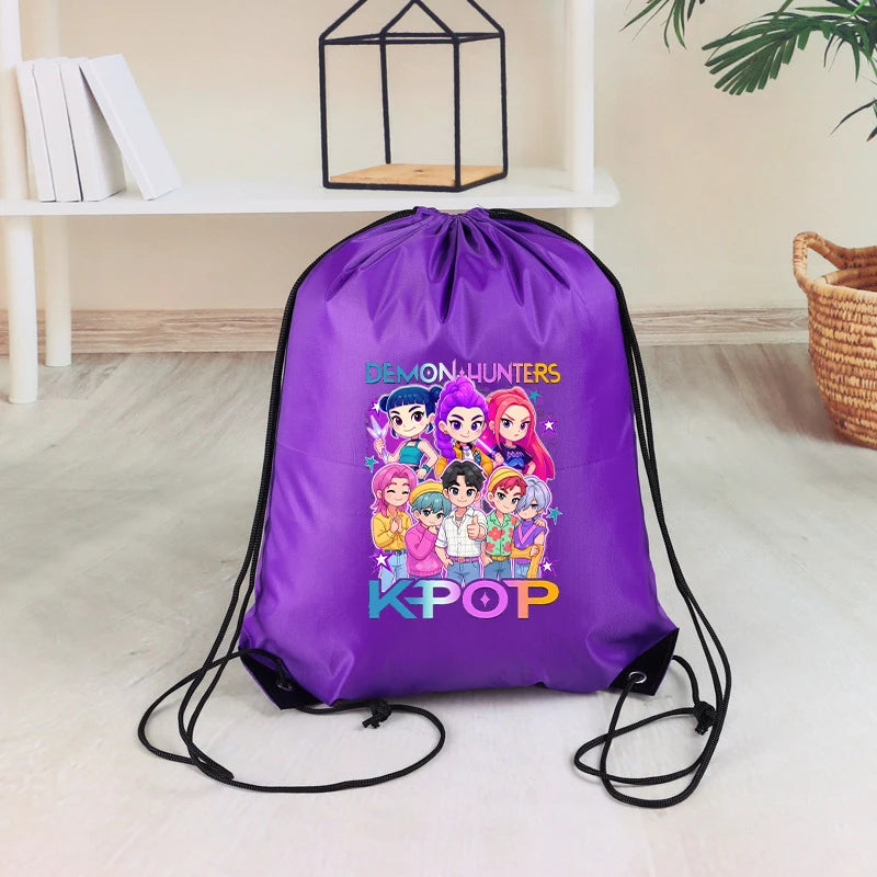KPop Demon Hunters Kids Drawstring Bag Swimming Bag PE Kit Sports Huntrix School