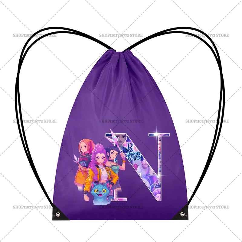 KPop Demon Hunters Merch Personalised Initial Backpack Book Sports PE Kit Swim Bag School Rumi Mira Zoey Huntrix Gift
