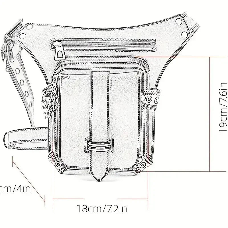 Gothic Punk Waist Bag Hip Pouch Utility Bag