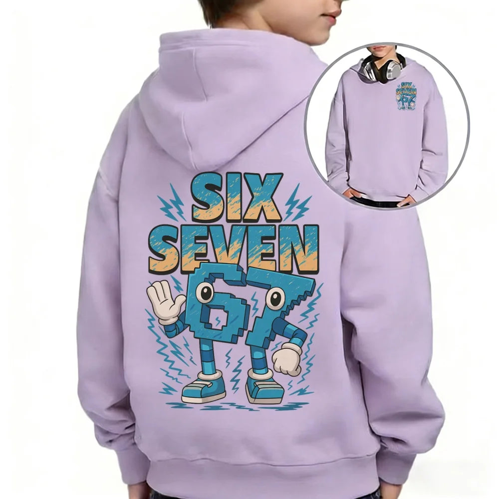 Steal a Brainrot Six Seven children's hoodie 67 trend Hooded Top Sweatshirt 6 7