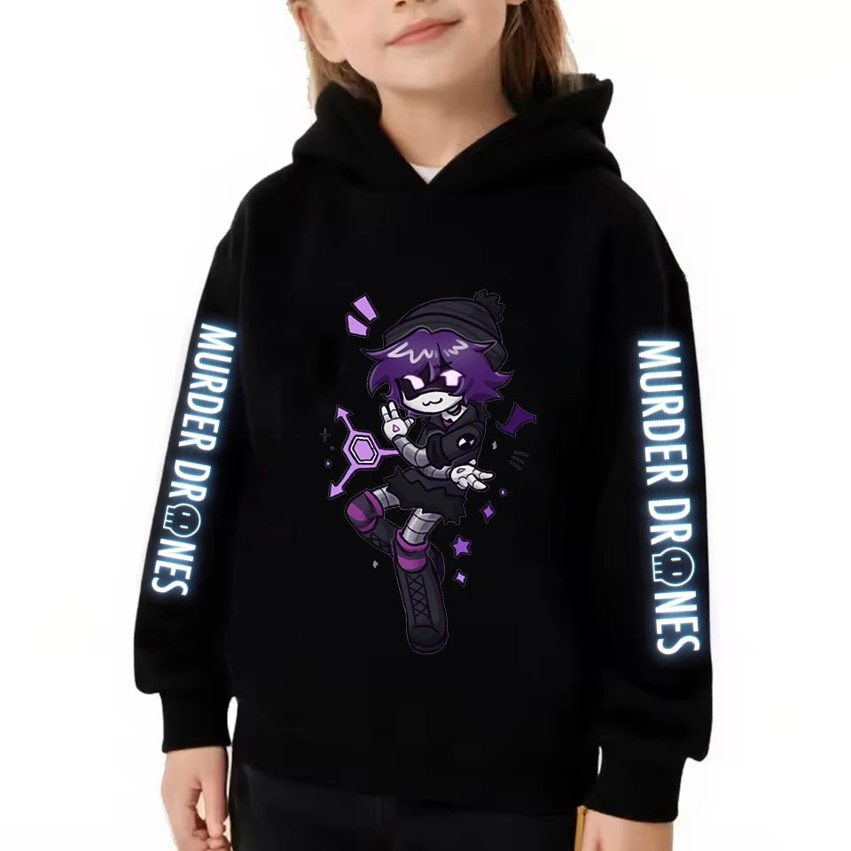 Kids Murder Drones Uzi Hoodies Boys Girls Glitch Clothing Cartoon Anime Merch