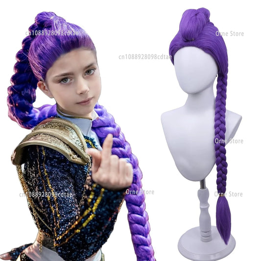 Demon Hunter Kpop Role Play Rumi Wig Huntrix Cosplay Fancy Dress Costume Purple Braid