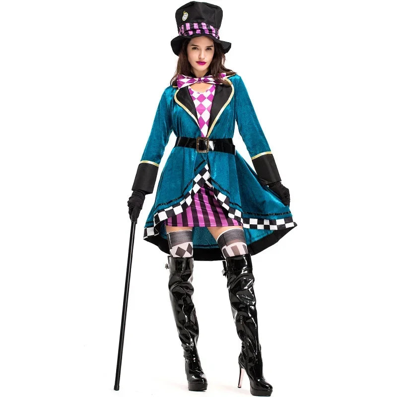 Sexy Alice In Wonderland Mad Hatter Cosplay Fancy Dress Costume