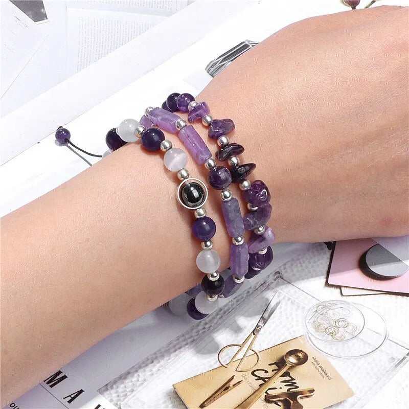 Crystal Energy Healing Amethyst Bracelet for Weight Loss, Yoga, and Meditation