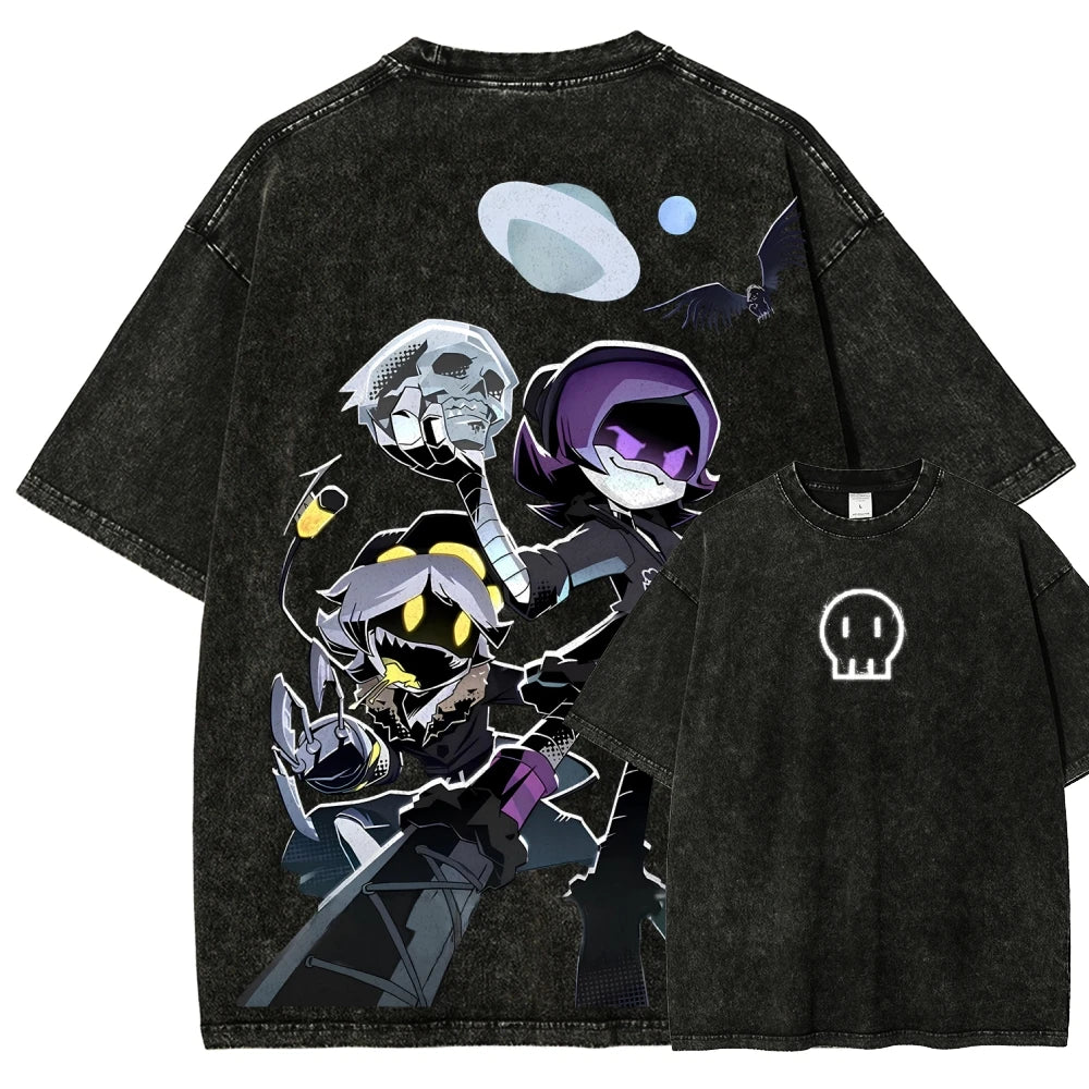MURDER DRONES Washed Tshirt Adult Teen Glitch Uzi T-shirt Anime Clothing
