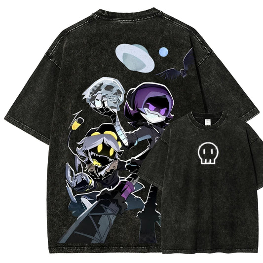 MURDER DRONES Washed Tshirt Adult Teen Glitch Uzi T-shirt Anime Clothing
