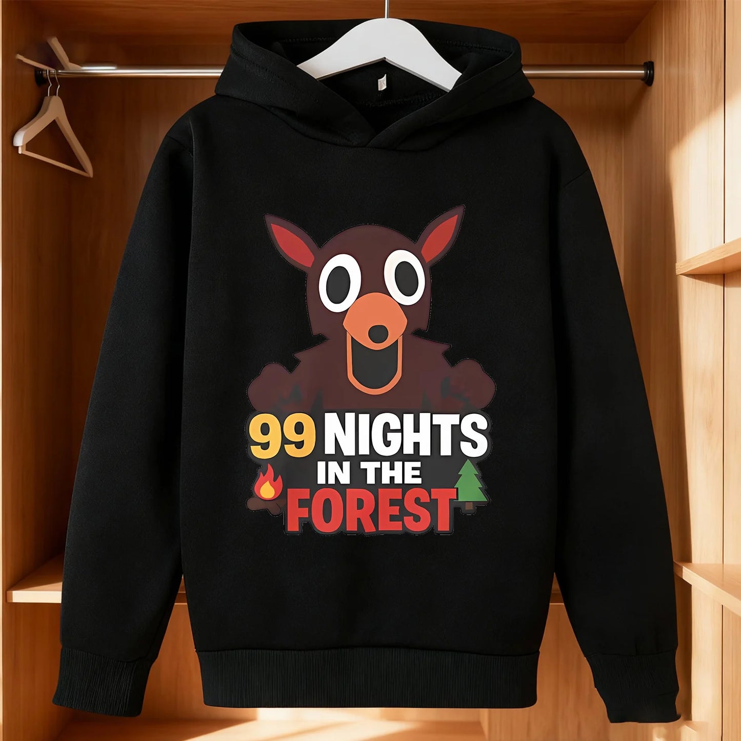 99 Nights in The Forest Fleece Hoodie Roblox Gamer Hooded Sweatshirt Clothes Gaming