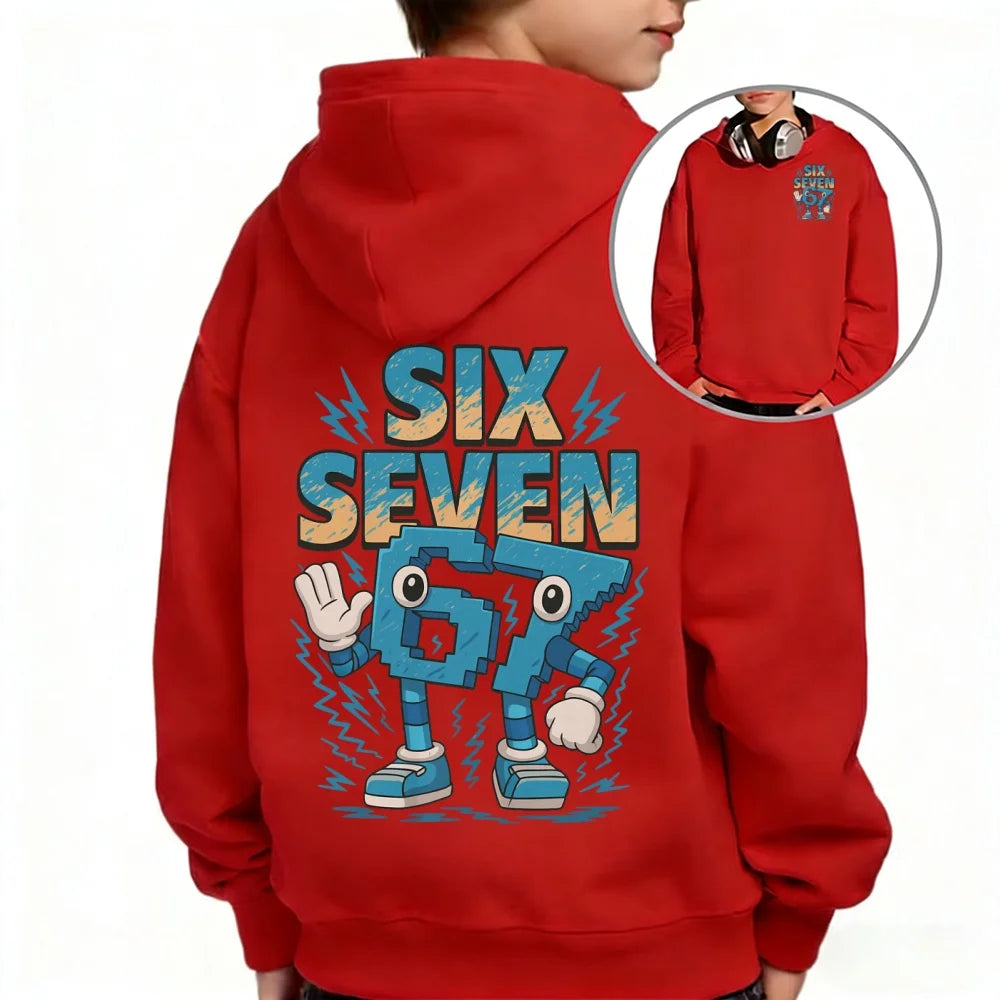 Steal a Brainrot Six Seven children's hoodie 67 trend Hooded Top Sweatshirt 6 7