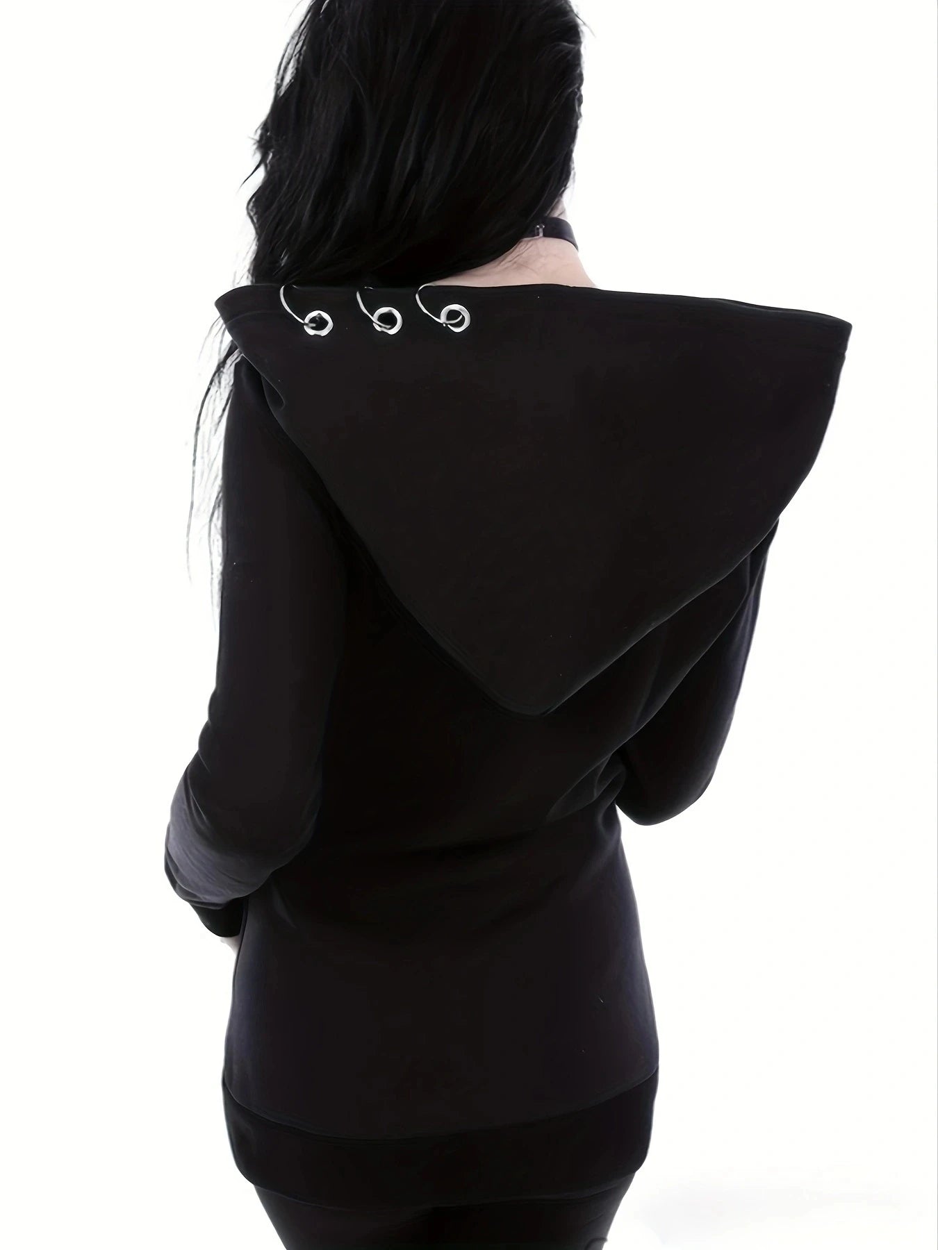 Gothic Punk Full-Zip Hooded Sweatshirt Emo Hoodie Cardigan Jacket