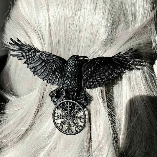 Gothic Crow Vintage Medieval Hairclip Resin Raven Barrette Hair Accessory