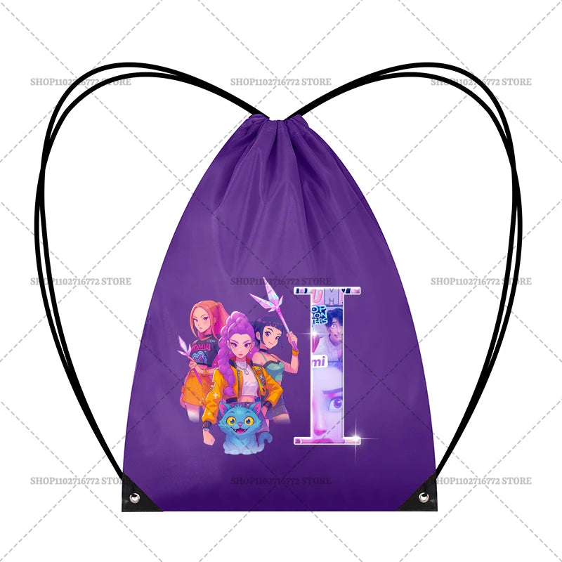 KPop Demon Hunters Merch Personalised Initial Backpack Book Sports PE Kit Swim Bag School Rumi Mira Zoey Huntrix Gift