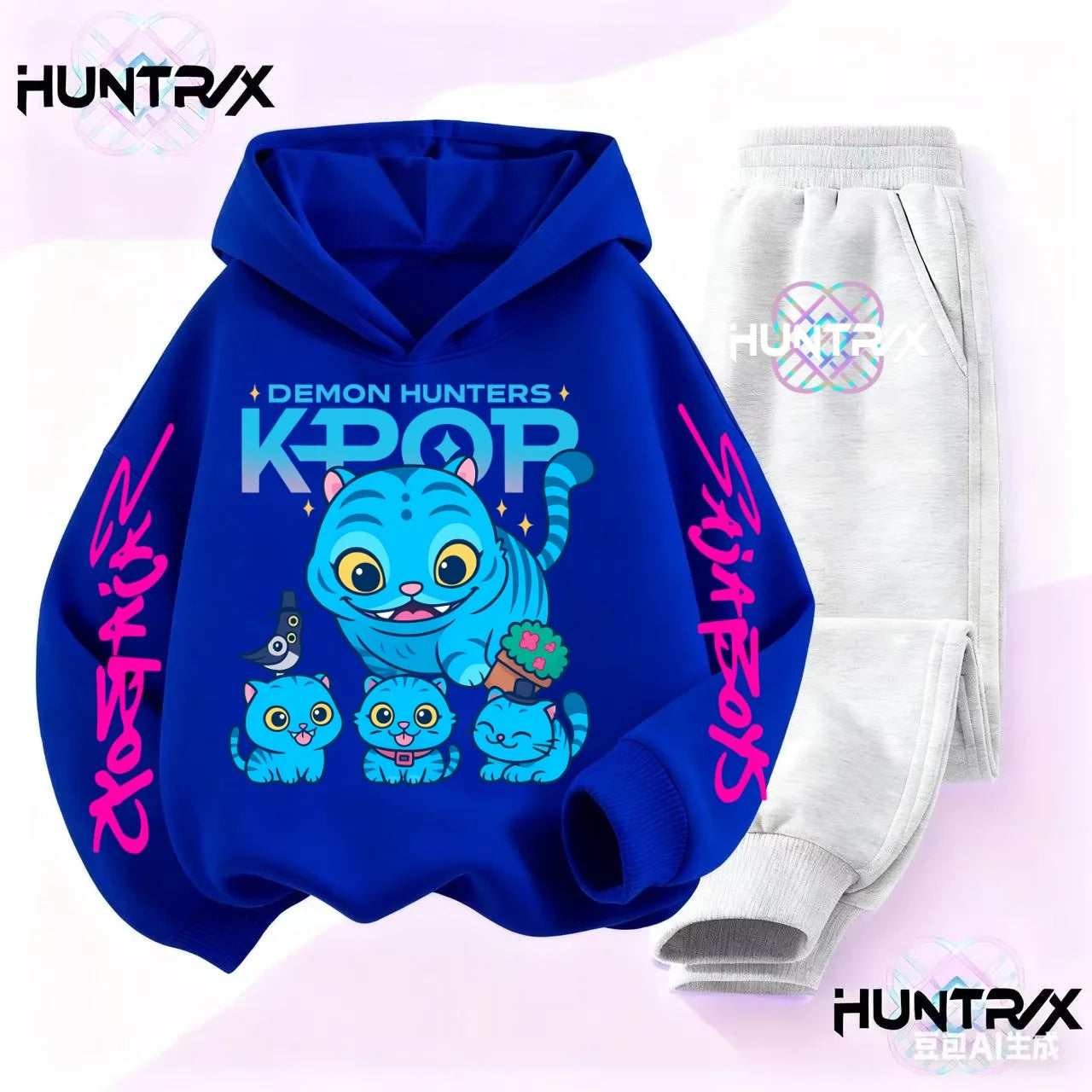 KPop Demon Hunters Hoodie Sweatshirt Joggers Tracksuit Set Derpy Tiger Clothes K-Pop