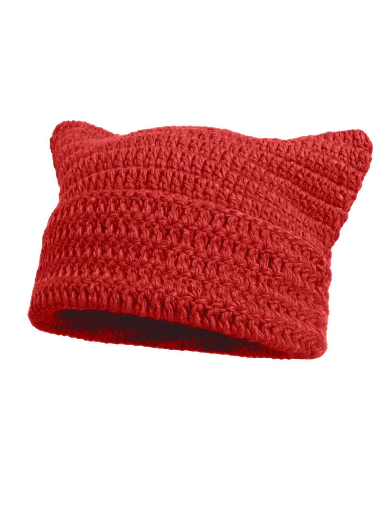 Fashion Crochet Cat Ear Beanie Knitted Emo Y2K Slouch Hat