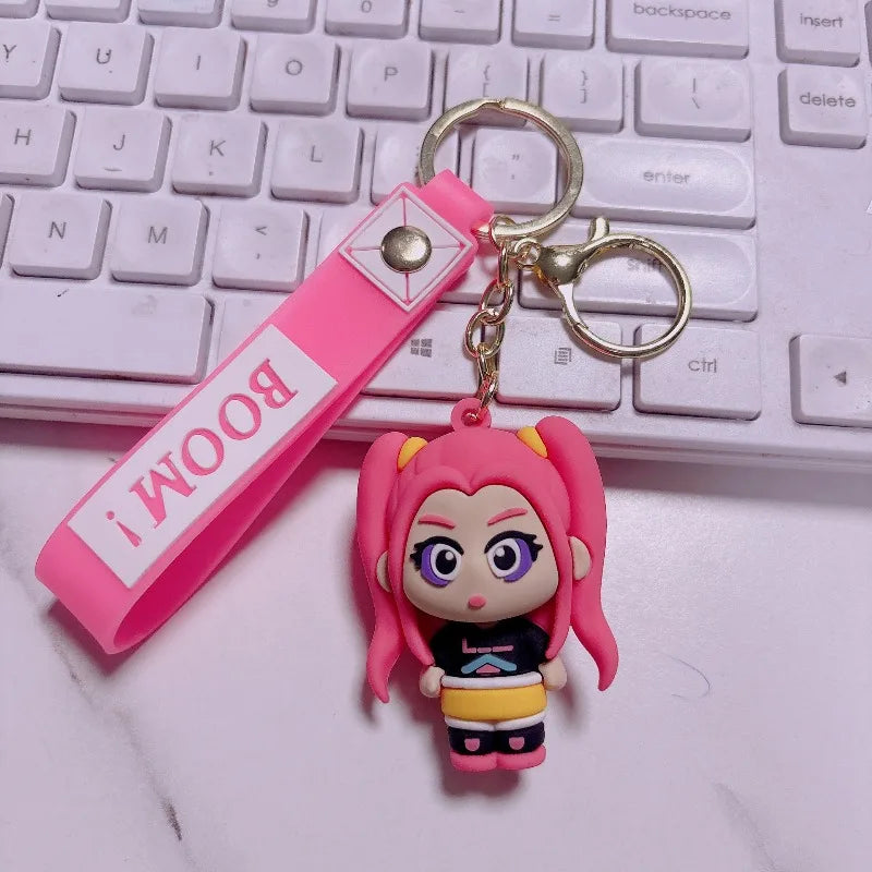 KPop Demon Hunters Keychain Merch Schoolbag Rumi Mira Zoey Cute Keyring Huntrix Derpy Tiger K-pop Pendant Gift Decoration