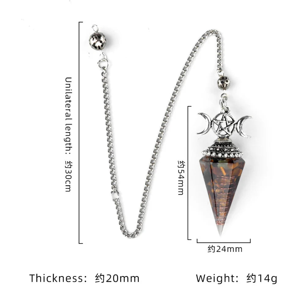 Natural Stone Crystal Reiki Pendulum Three Phases Moon Hexagonal Cone Amethysts Charms