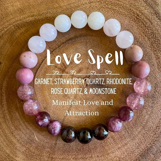 Pink Amethyst Love Spell Beaded Bracelet Love Gifts Beautiful Jewellery Real Natural Stone