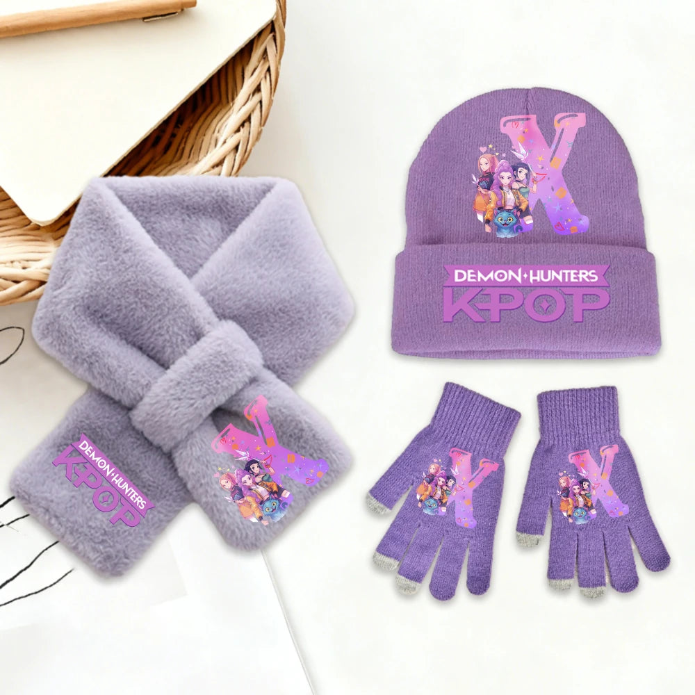 K-Pop Demon Hunters 3Pcs Hat Gloves Scarf Set Huntrix Personalised