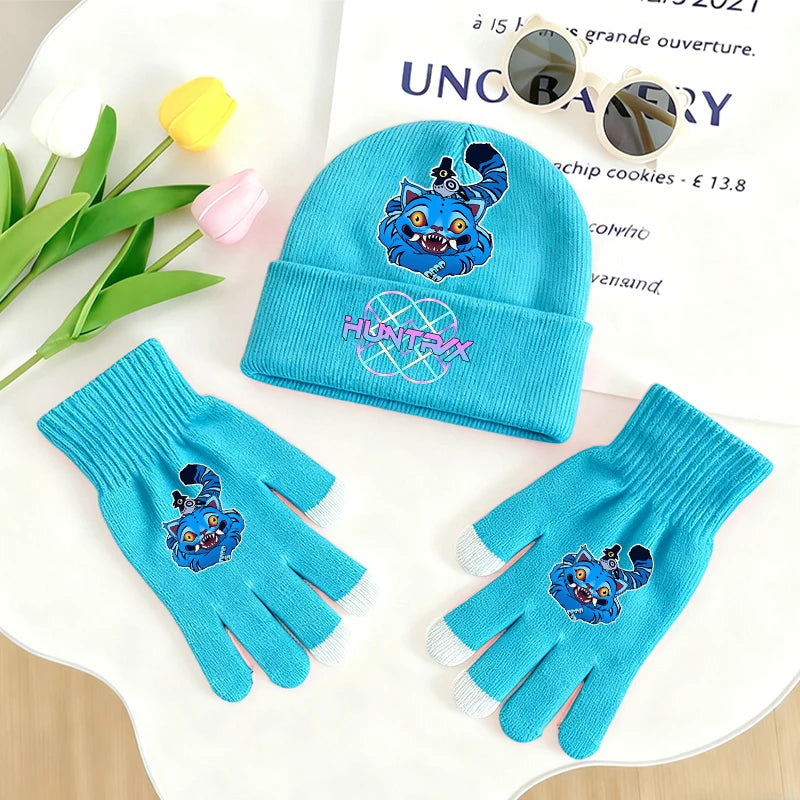 KPop Demon Hunters Knitted Hats Gloves 2pcs Set Huntrix Clothes Gifts