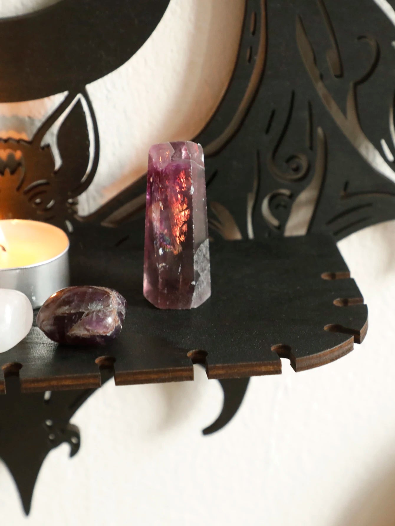 Black Halloween Wooden Wall Shelf Gothic Bat Moon